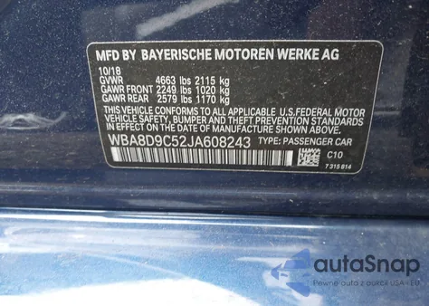 2018 BMW 330I xDrive z USA, uszkodzony, nr VIN WBA8D9C52JA608243